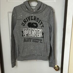 PINK Victoria's Secret Gray University Cowl Neck Sweater